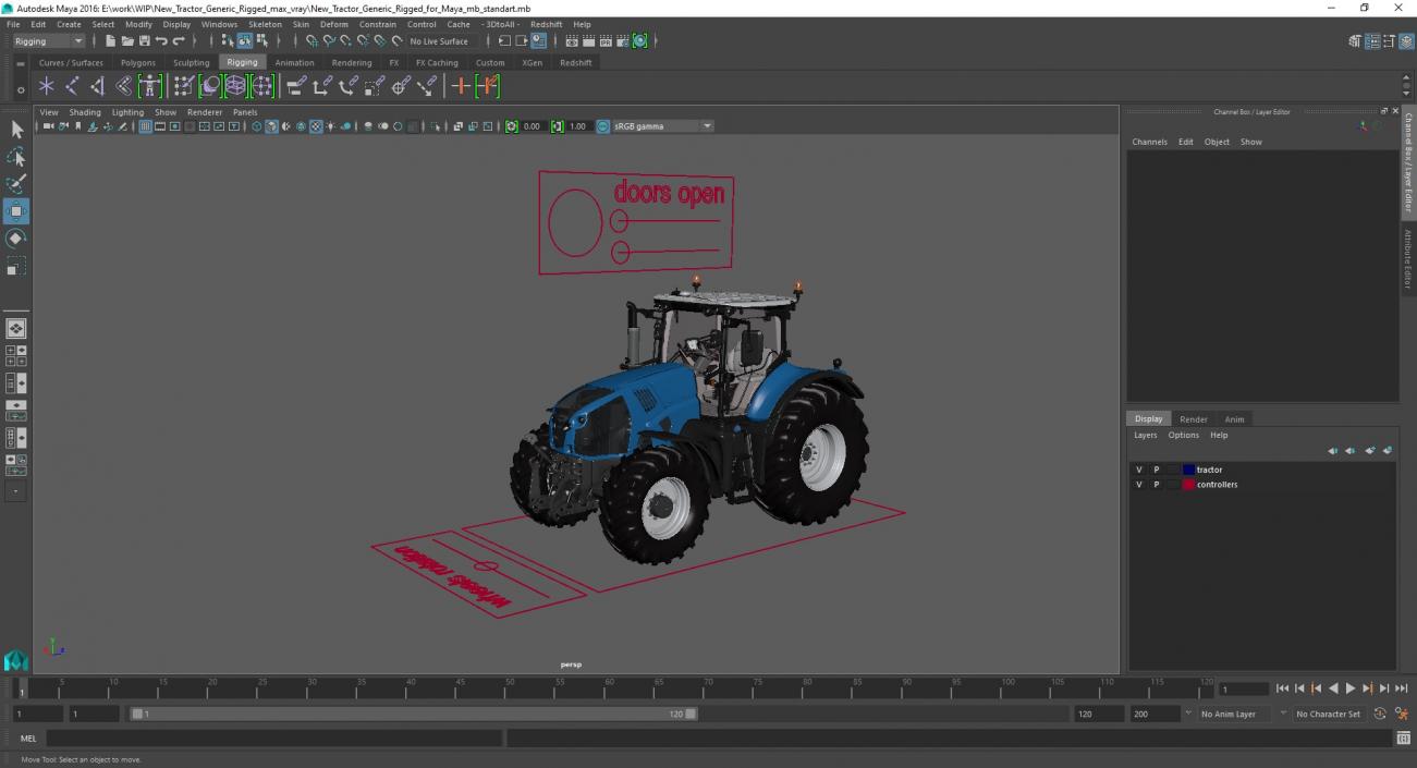 3D model New Tractor Generic Rigged for Maya