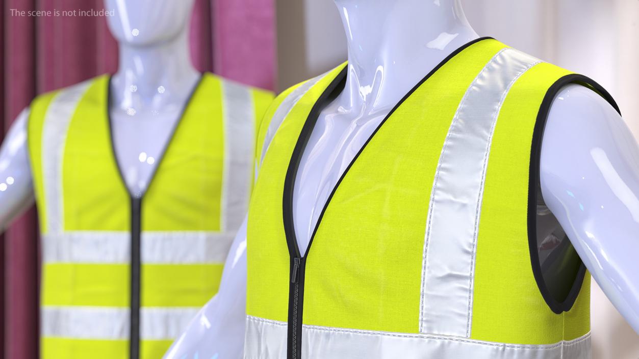 3D model Mannequin with Yellow Hi Vis Safety Vest