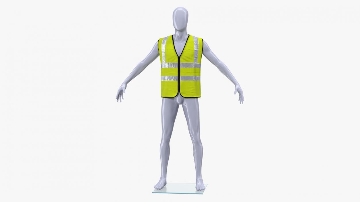 3D model Mannequin with Yellow Hi Vis Safety Vest