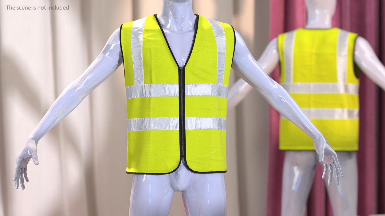 3D model Mannequin with Yellow Hi Vis Safety Vest