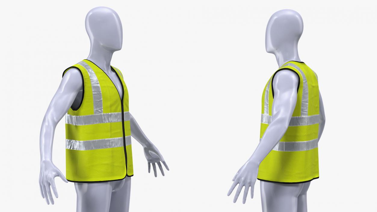 3D model Mannequin with Yellow Hi Vis Safety Vest