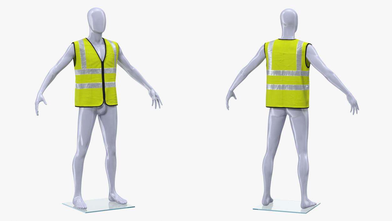 3D model Mannequin with Yellow Hi Vis Safety Vest