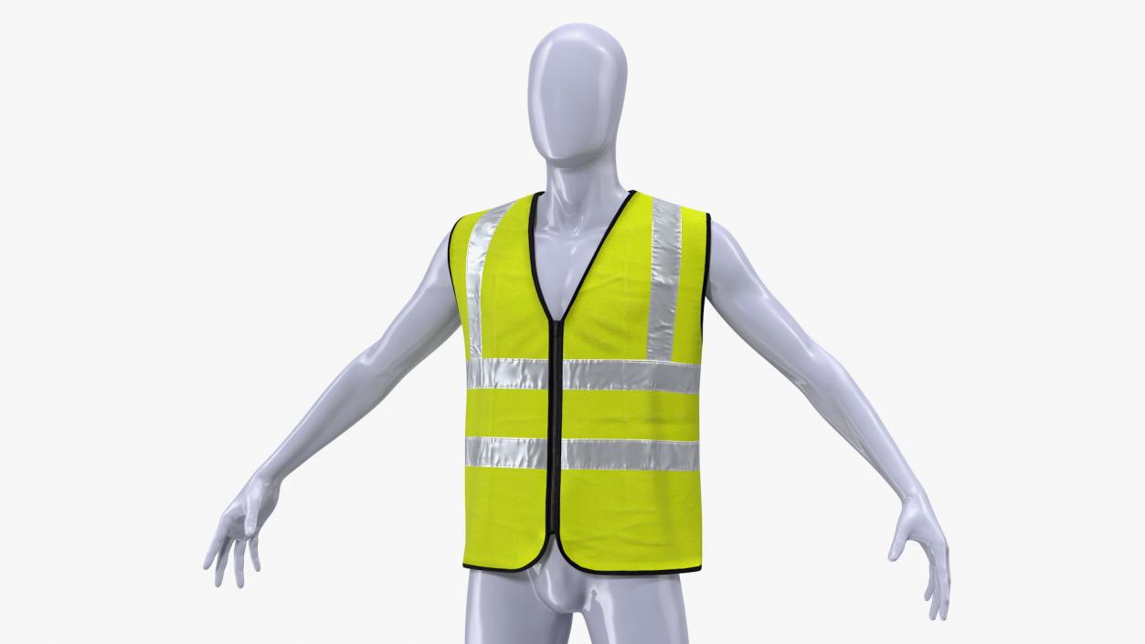 3D model Mannequin with Yellow Hi Vis Safety Vest