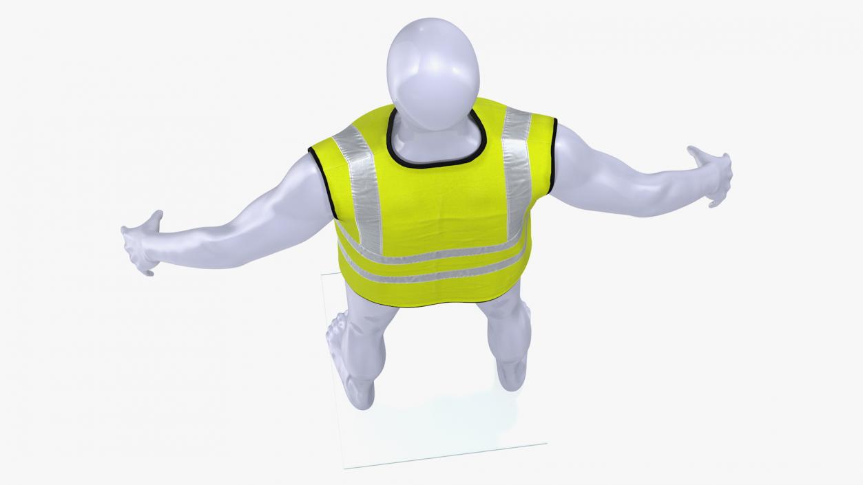 3D model Mannequin with Yellow Hi Vis Safety Vest