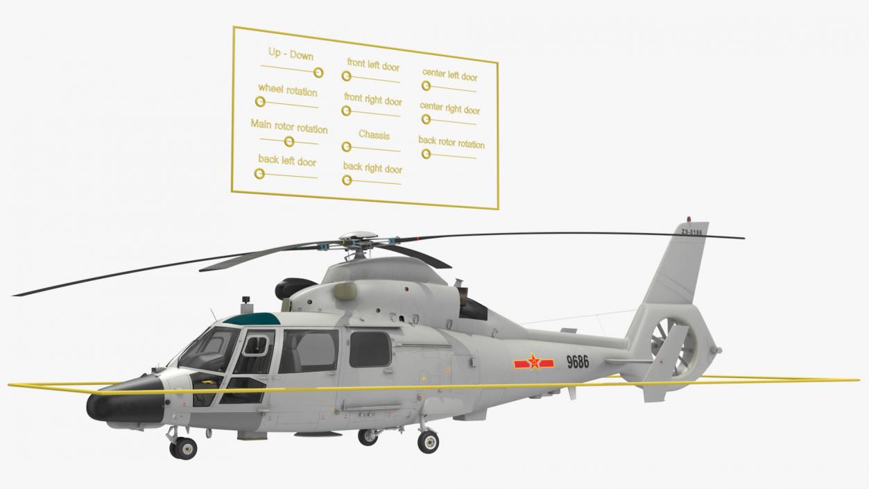 Harbin Z-9 Haitun Rigged 3D model