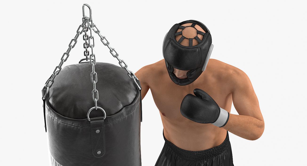 3D model Punching Bag with Boxer Rigged