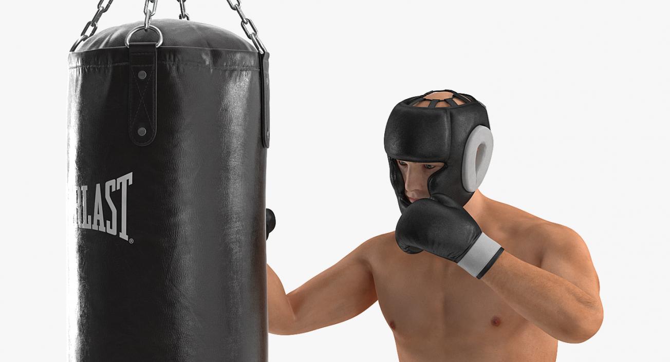 3D model Punching Bag with Boxer Rigged