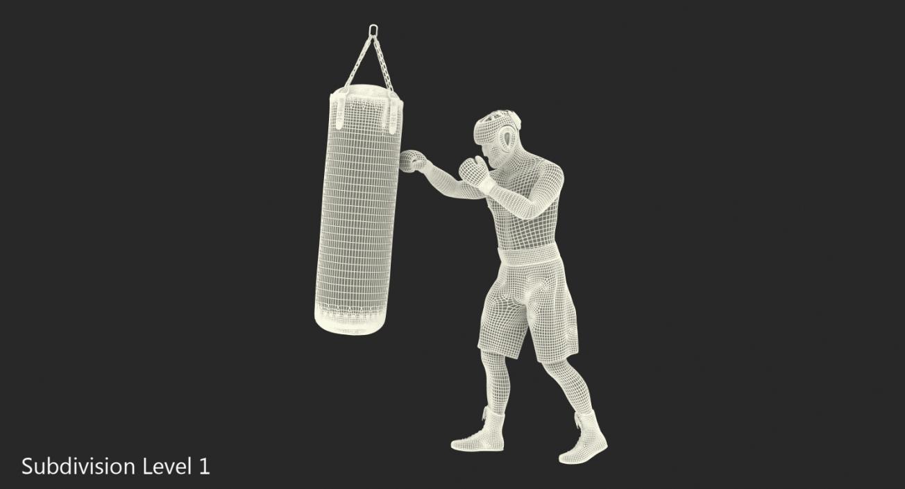 3D model Punching Bag with Boxer Rigged