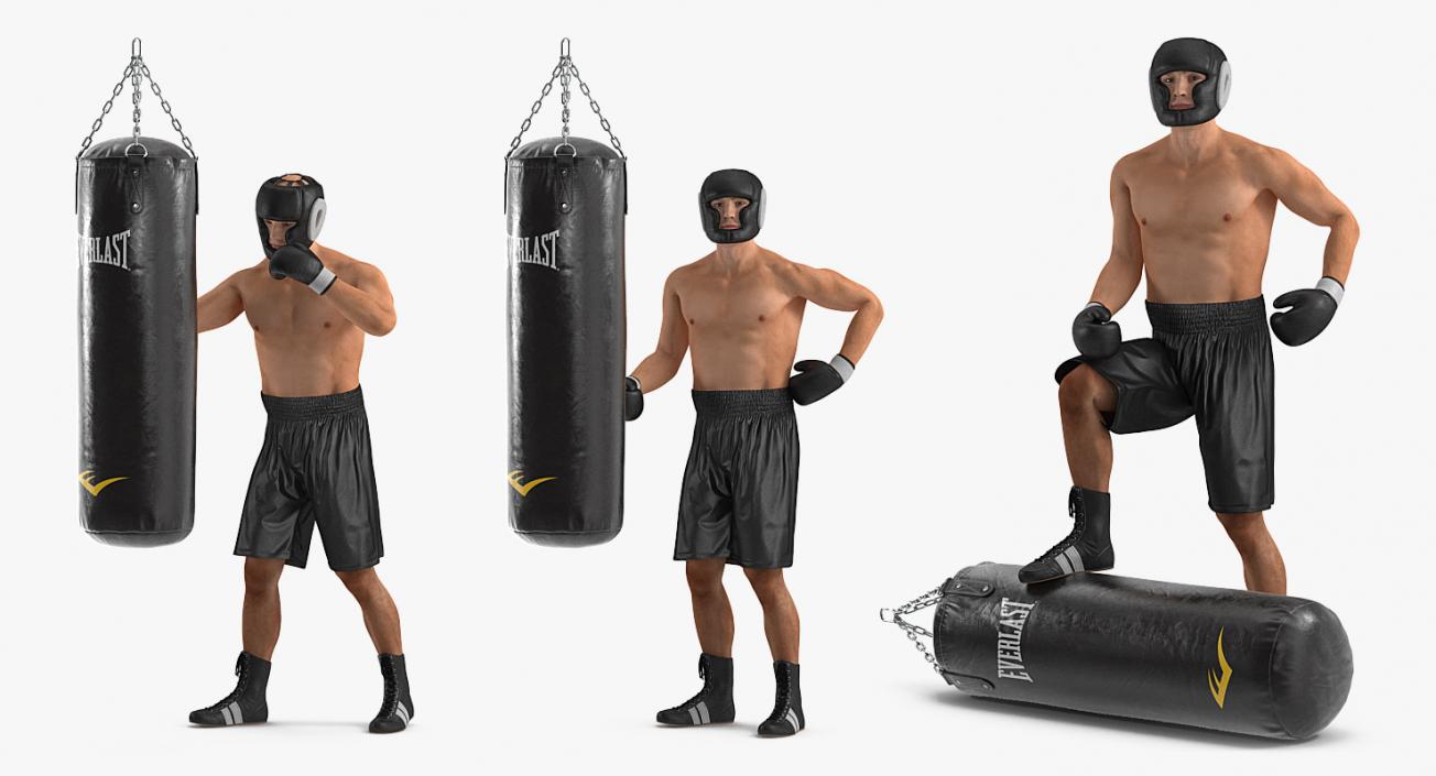 3D model Punching Bag with Boxer Rigged