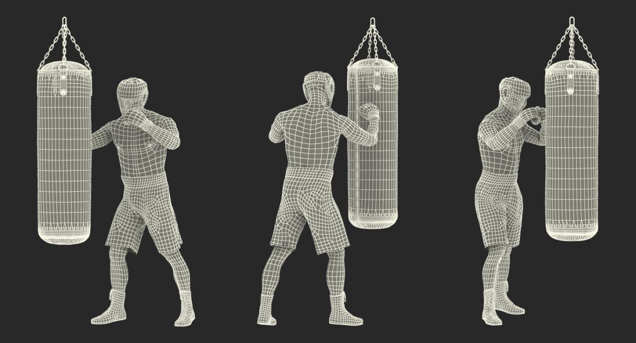 3D model Punching Bag with Boxer Rigged