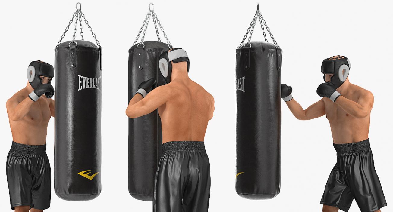 3D model Punching Bag with Boxer Rigged