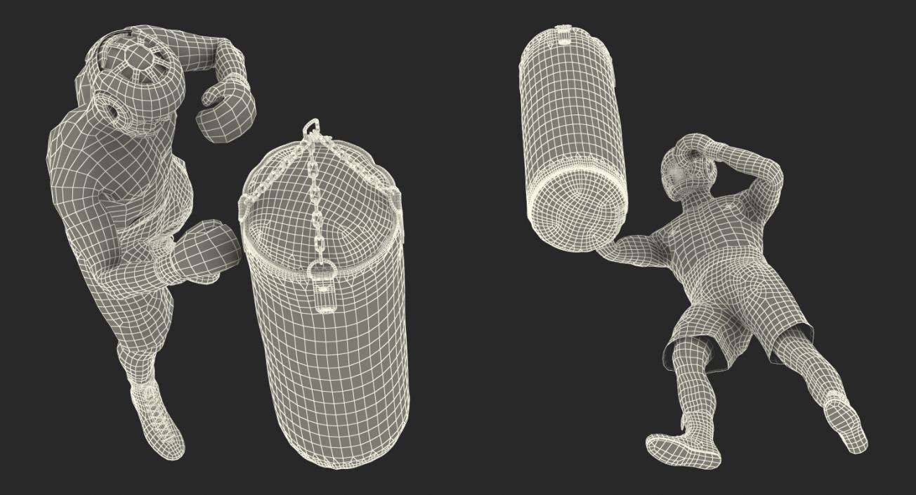 3D model Punching Bag with Boxer Rigged