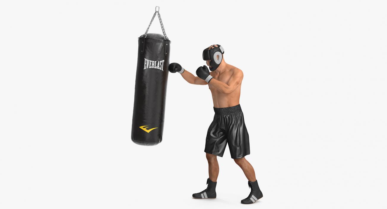 3D model Punching Bag with Boxer Rigged