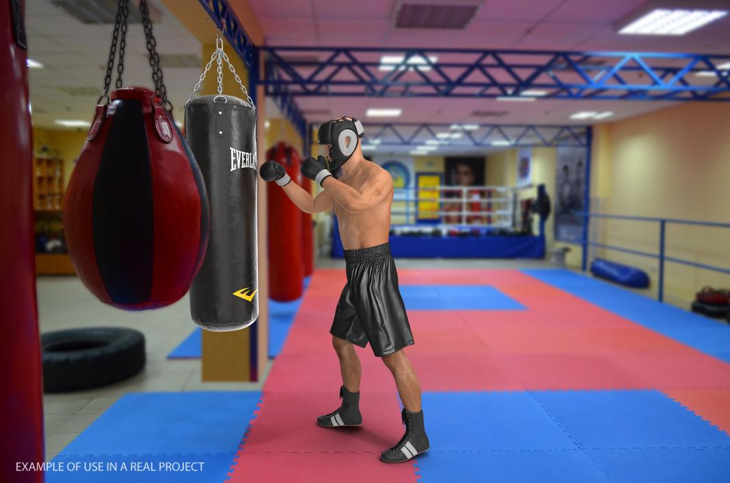 3D model Punching Bag with Boxer Rigged