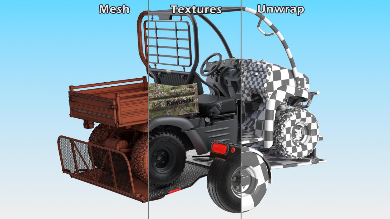 3D model ATV Trailer with Kawasaki Mule