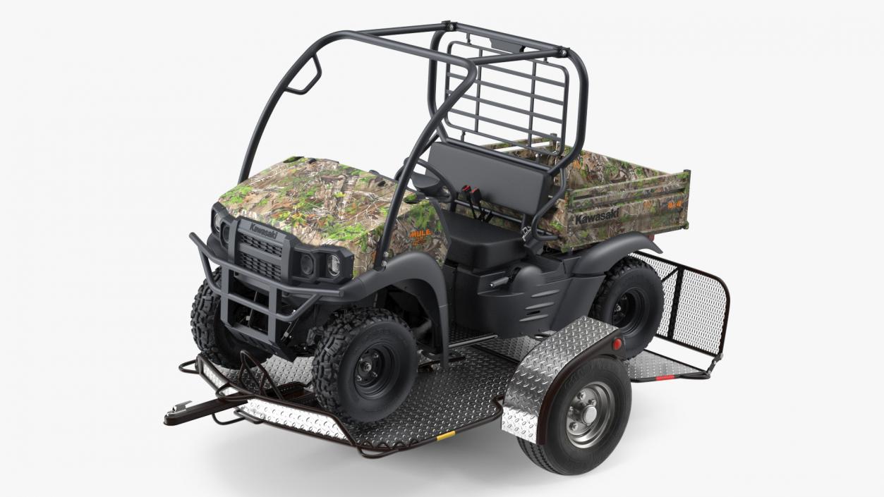 3D model ATV Trailer with Kawasaki Mule