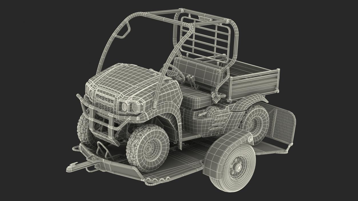 3D model ATV Trailer with Kawasaki Mule