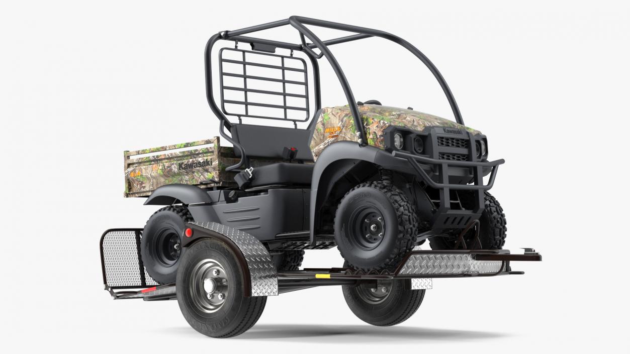 3D model ATV Trailer with Kawasaki Mule