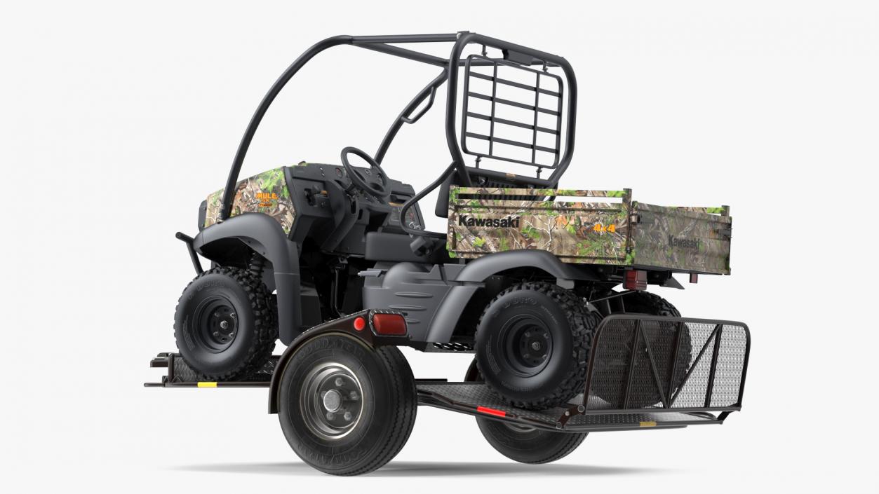 3D model ATV Trailer with Kawasaki Mule