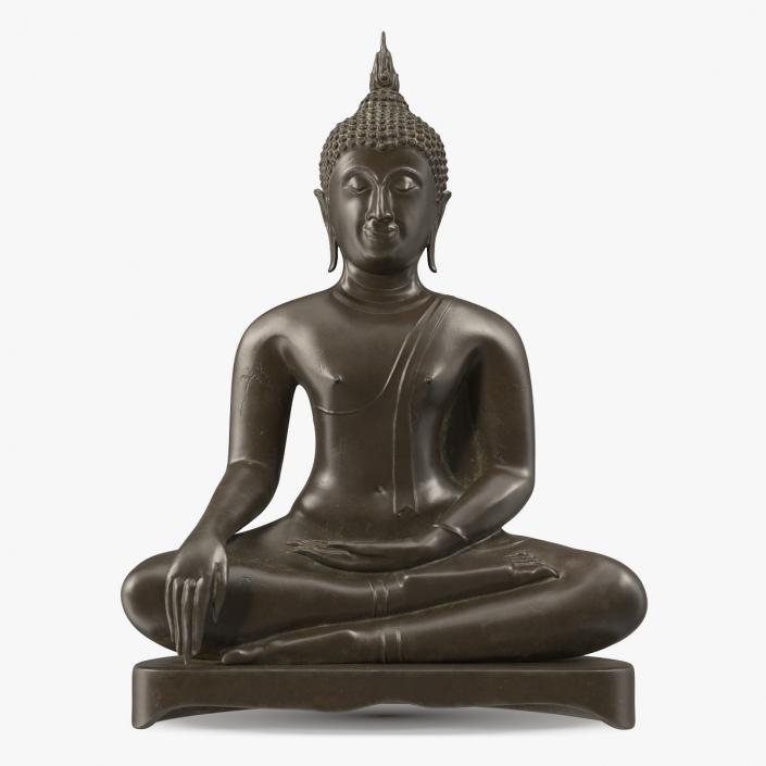 3D Antique Bronze Thai Buddha Statue model