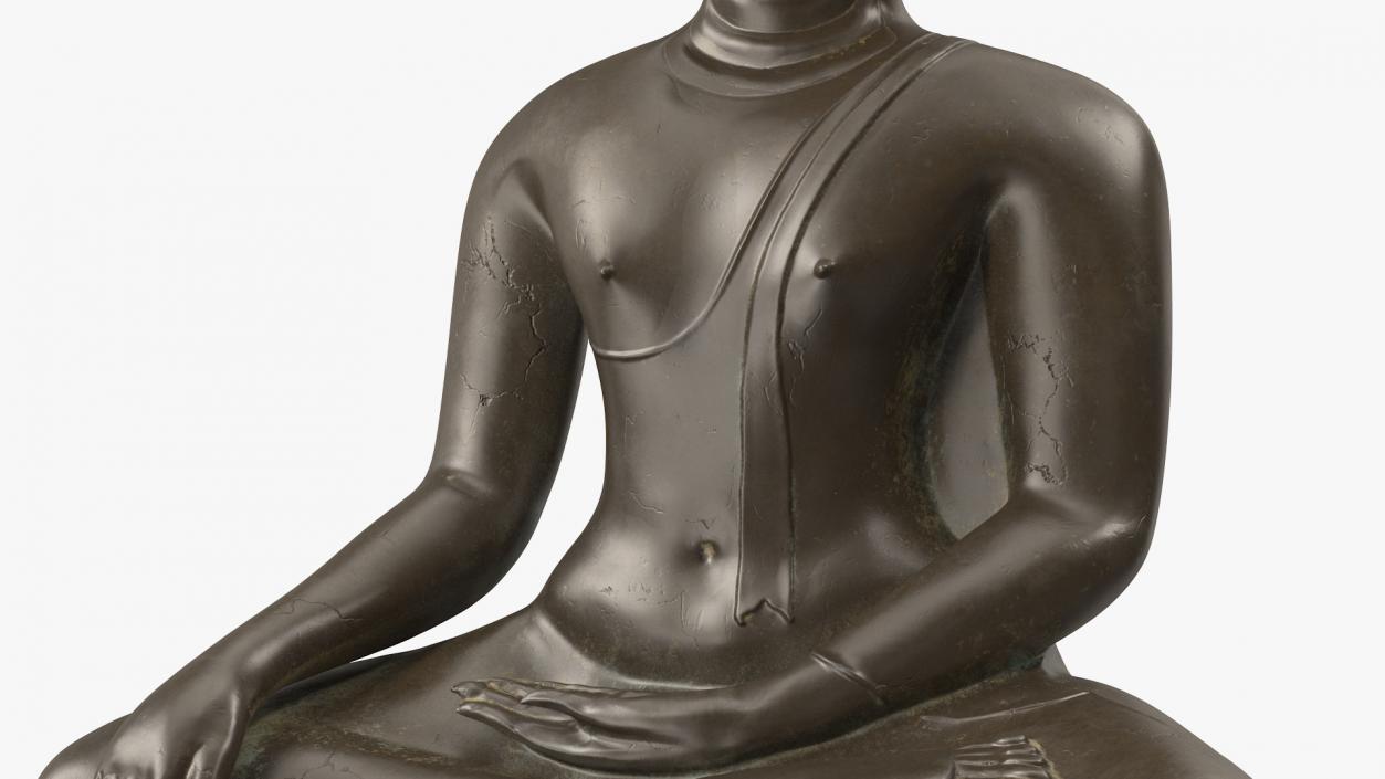 3D Antique Bronze Thai Buddha Statue model