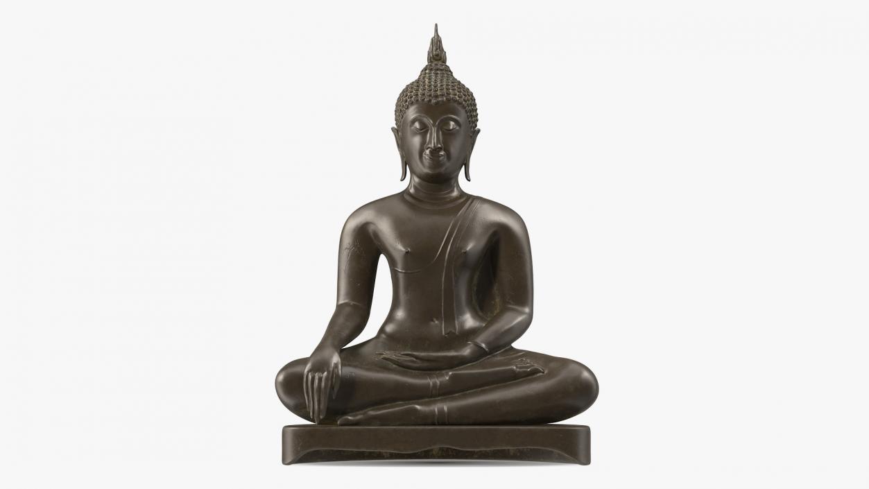 3D Antique Bronze Thai Buddha Statue model