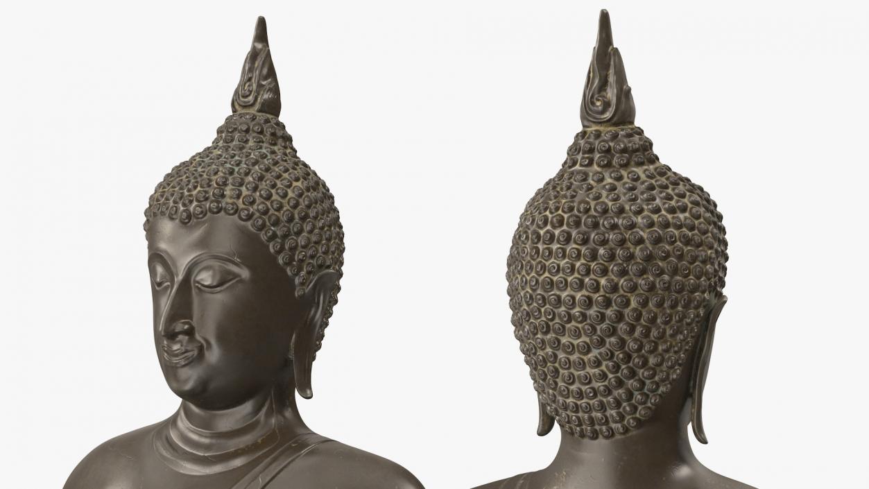 3D Antique Bronze Thai Buddha Statue model