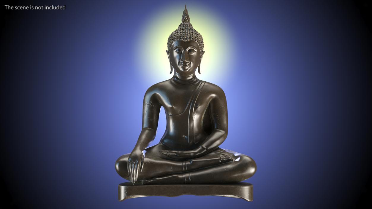 3D Antique Bronze Thai Buddha Statue model