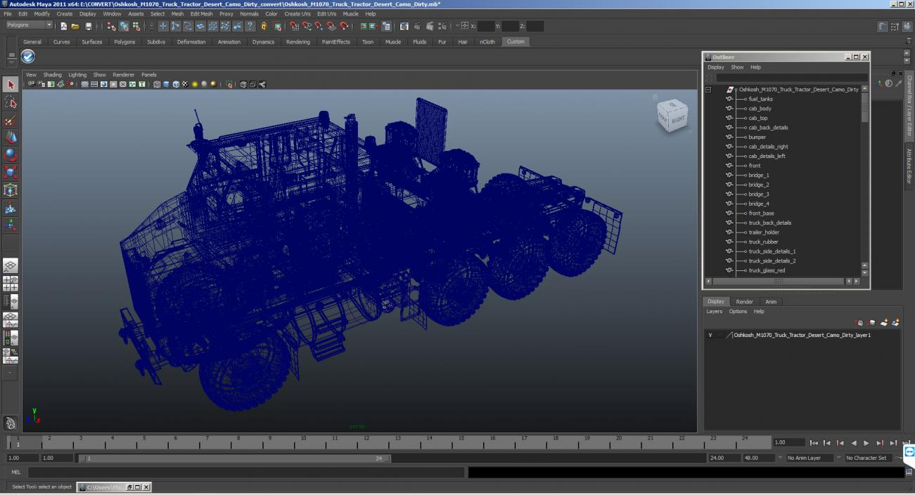 3D model Oshkosh M1070 Truck Tractor Desert Camo Dirty