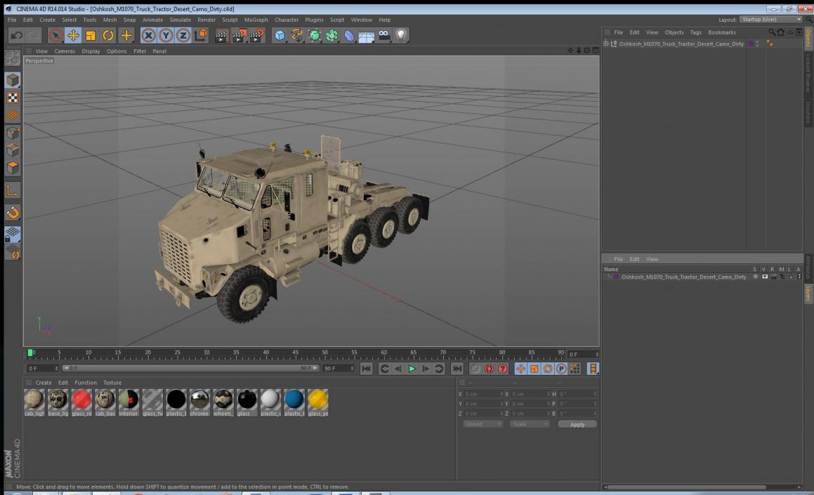 3D model Oshkosh M1070 Truck Tractor Desert Camo Dirty