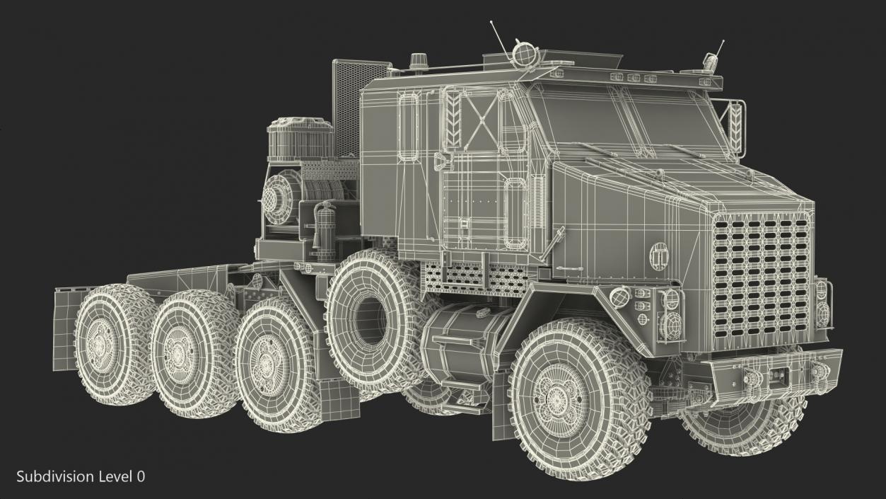 3D model Oshkosh M1070 Truck Tractor Desert Camo Dirty