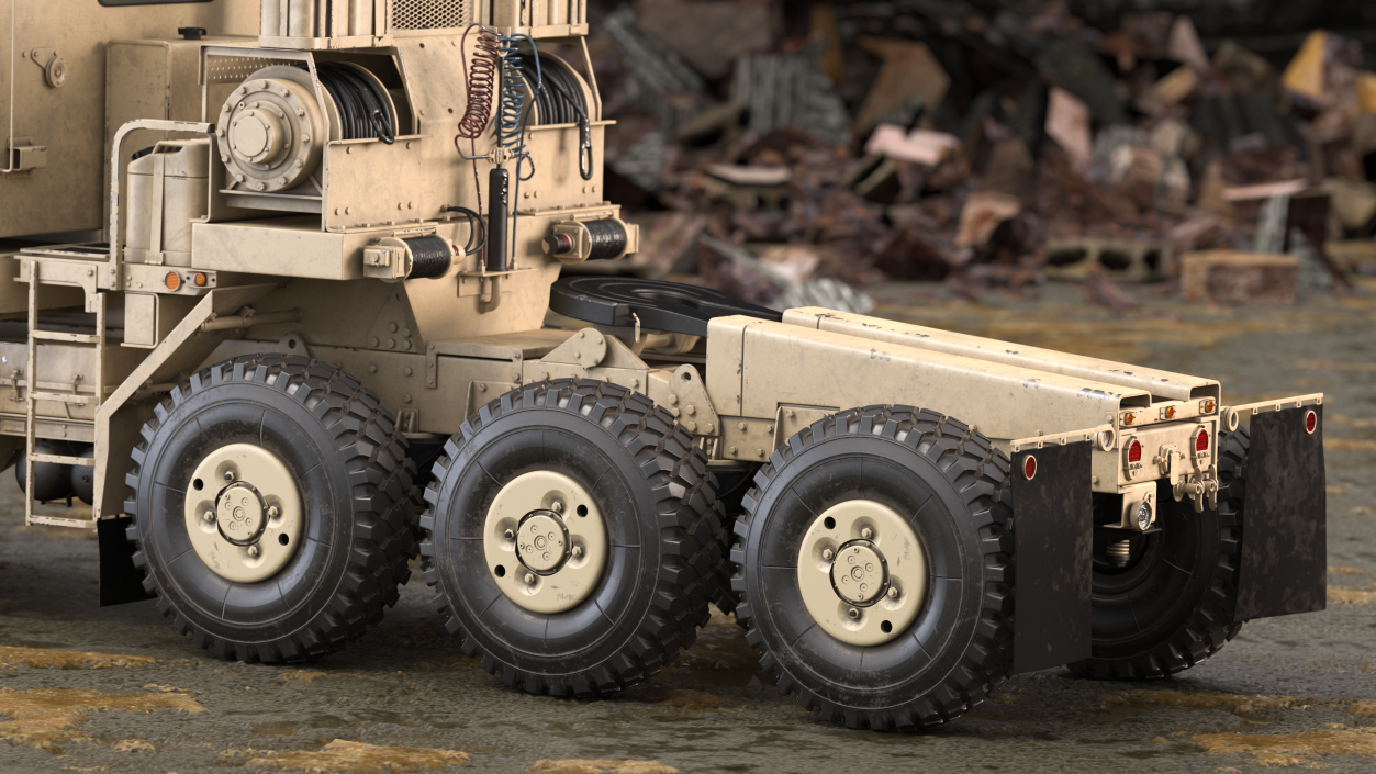 3D model Oshkosh M1070 Truck Tractor Desert Camo Dirty