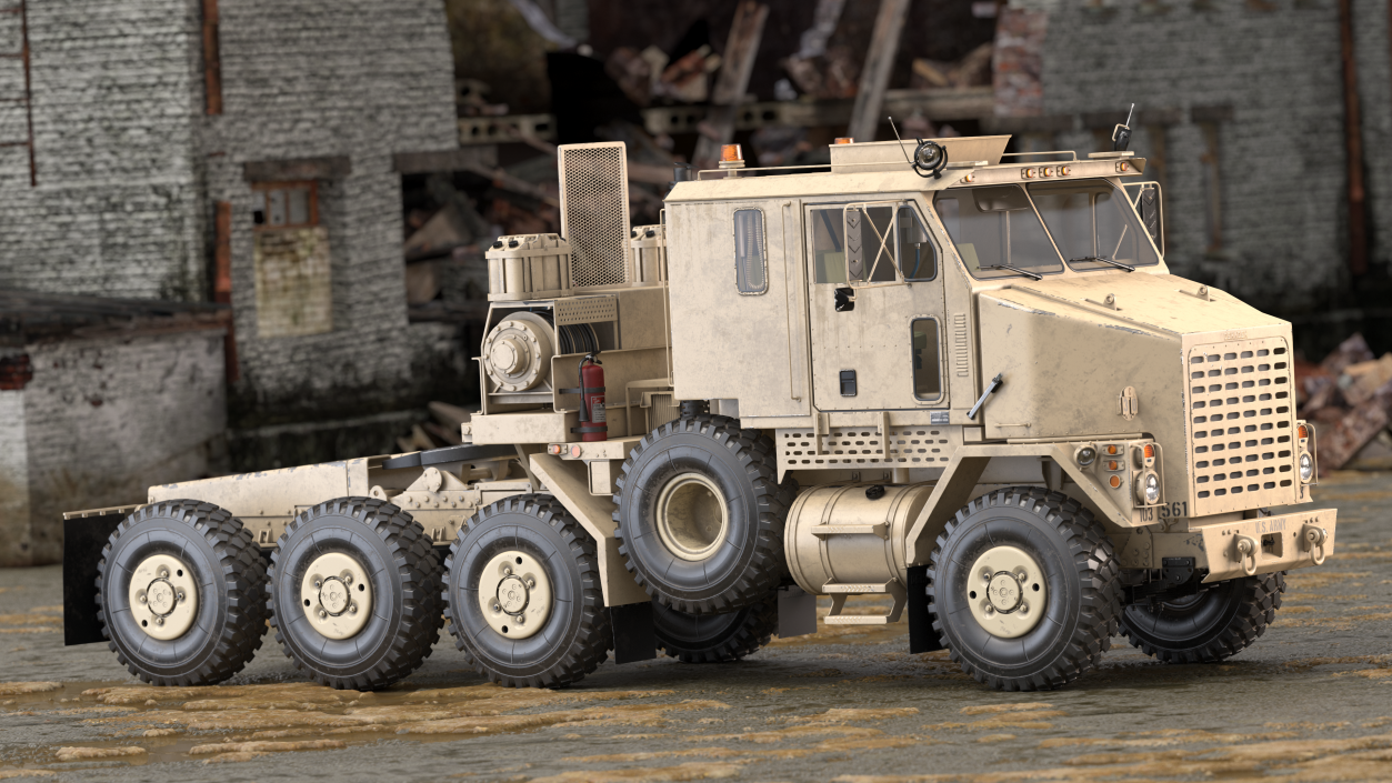 3D model Oshkosh M1070 Truck Tractor Desert Camo Dirty