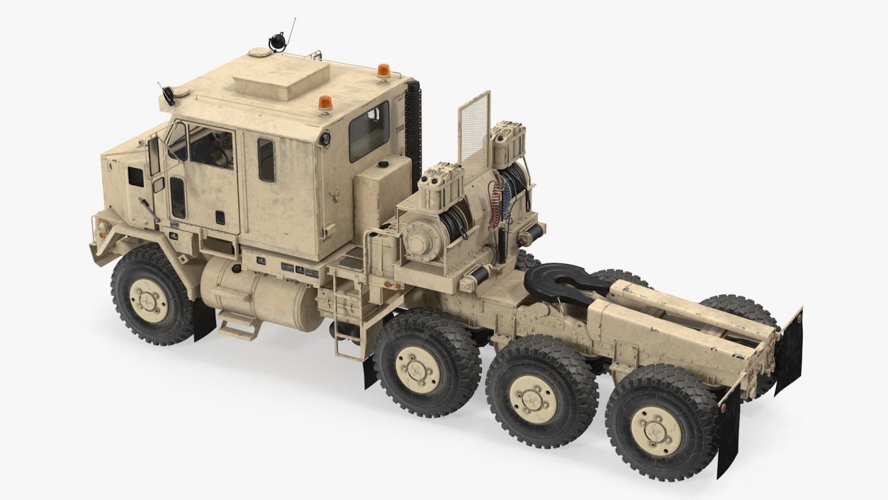 3D model Oshkosh M1070 Truck Tractor Desert Camo Dirty