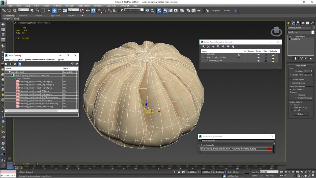 3D Asian Dumpling Cooked for 3D Print 2