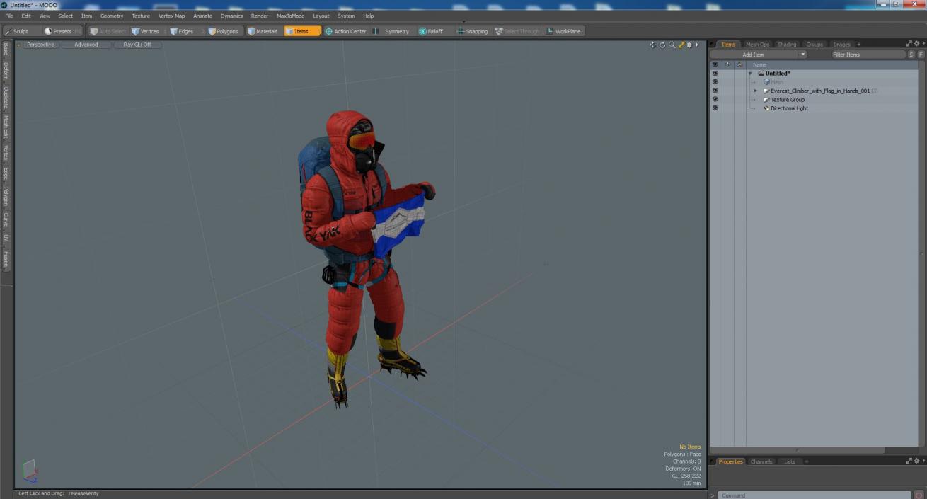 Everest Climber with Flag in Hands 3D model