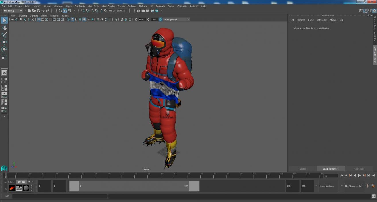 Everest Climber with Flag in Hands 3D model