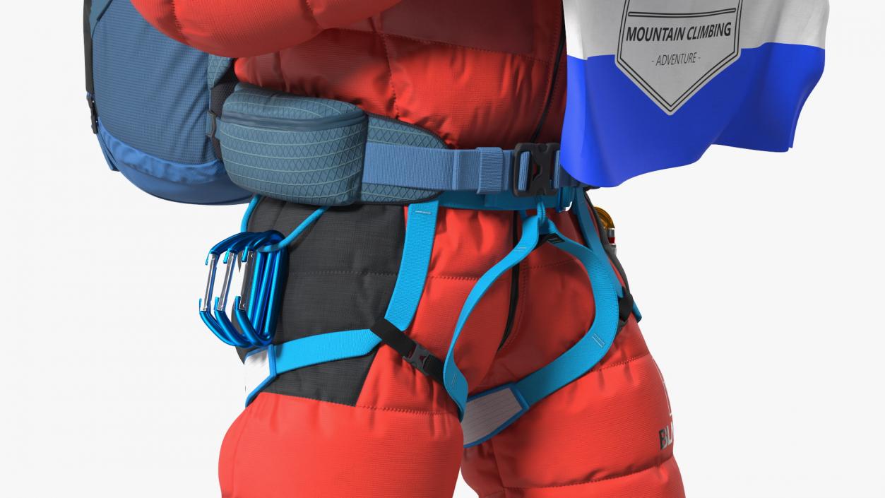 Everest Climber with Flag in Hands 3D model