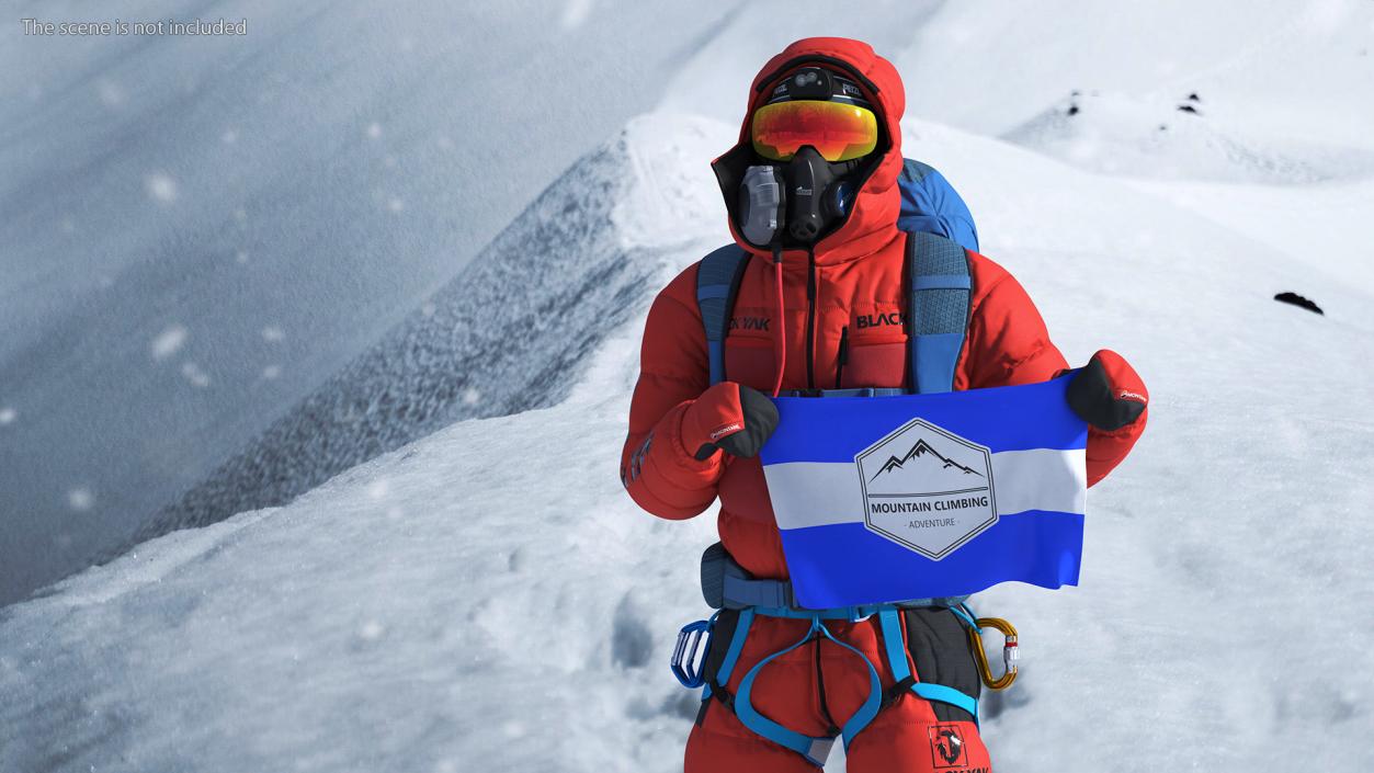 Everest Climber with Flag in Hands 3D model