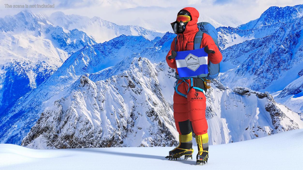 Everest Climber with Flag in Hands 3D model