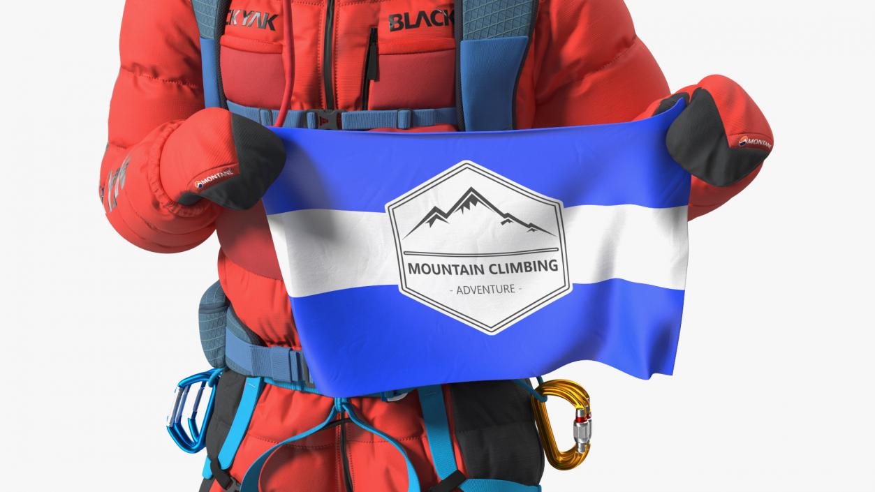 Everest Climber with Flag in Hands 3D model