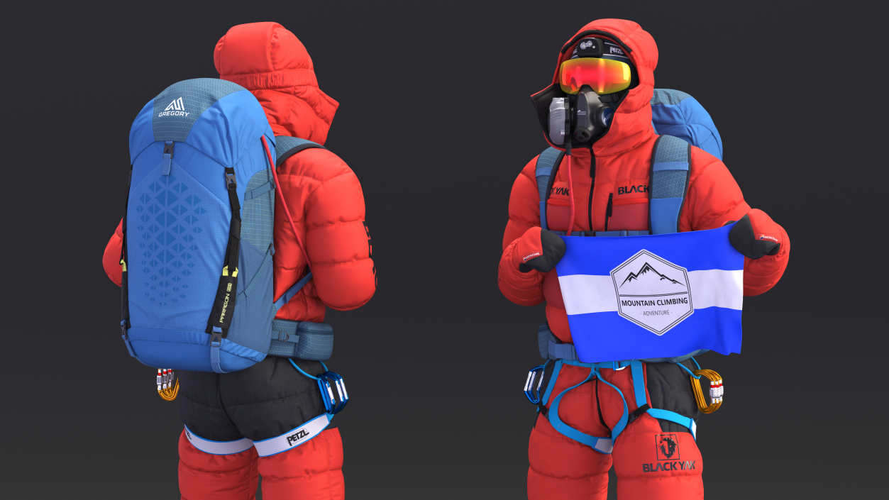 Everest Climber with Flag in Hands 3D model