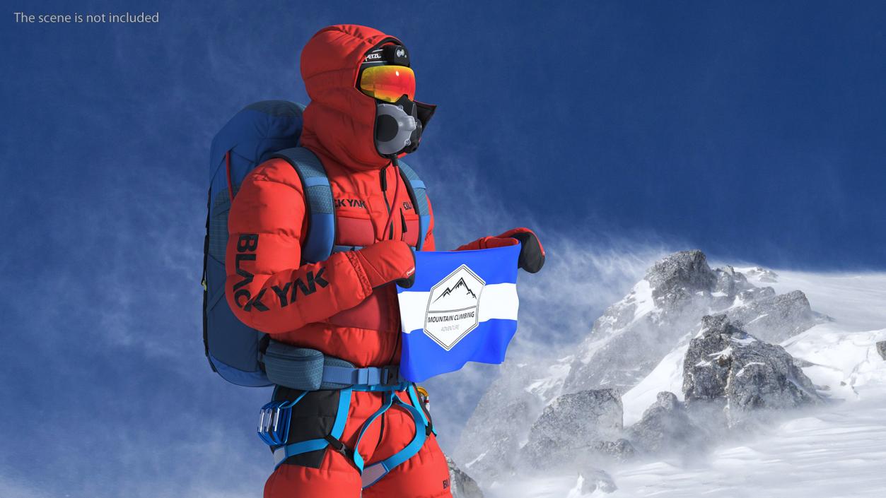 Everest Climber with Flag in Hands 3D model