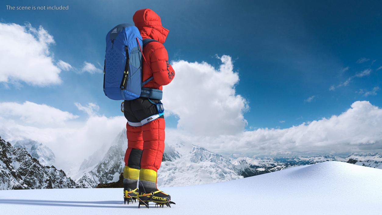 Everest Climber with Flag in Hands 3D model