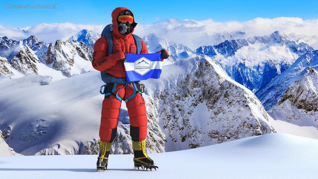 Everest Climber with Flag in Hands 3D model