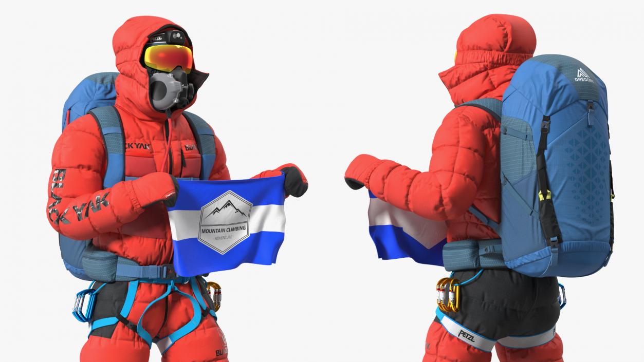 Everest Climber with Flag in Hands 3D model