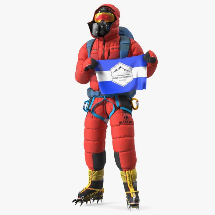 Everest Climber with Flag in Hands 3D model