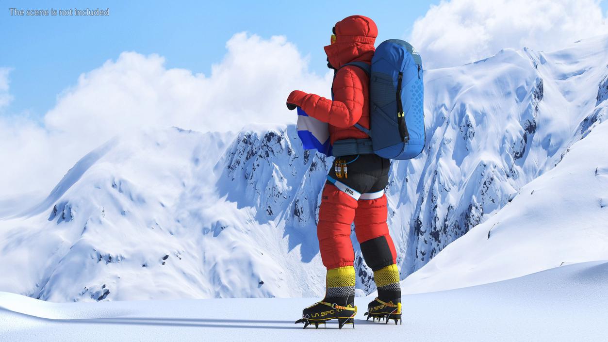 Everest Climber with Flag in Hands 3D model