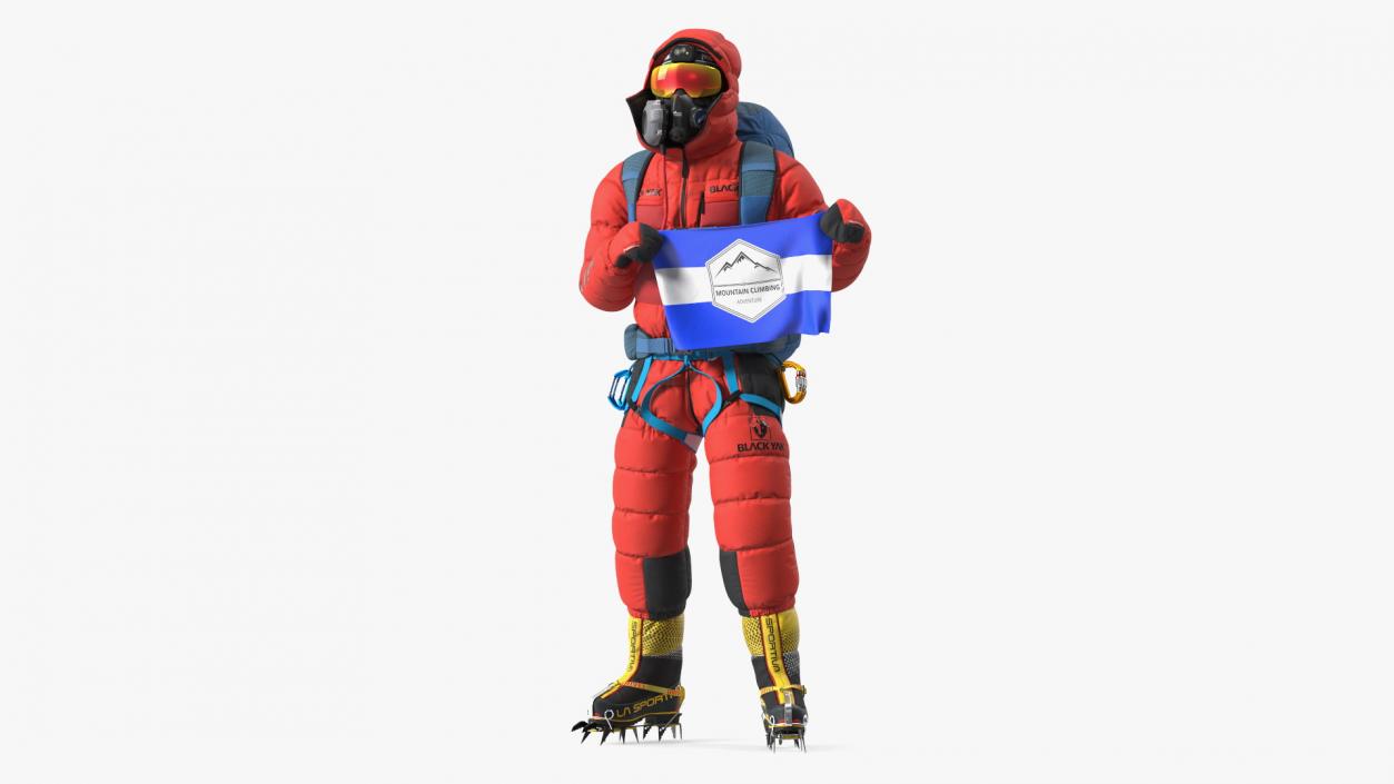 Everest Climber with Flag in Hands 3D model