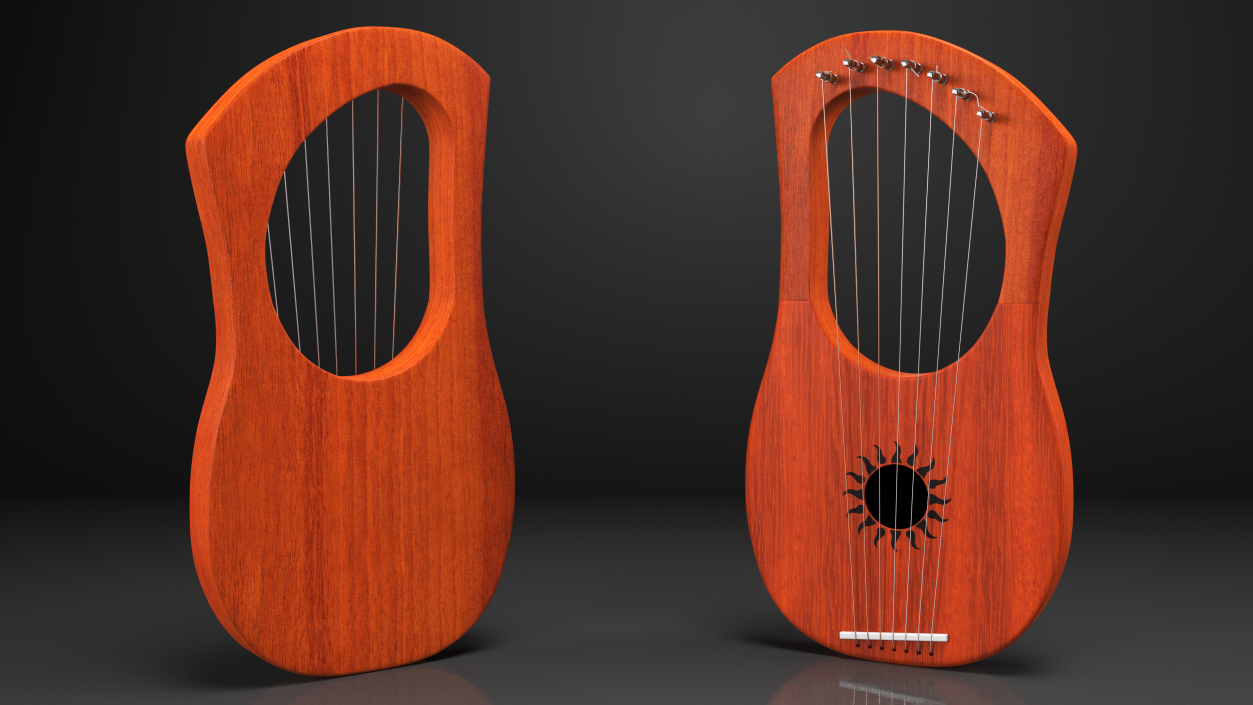 Ancient Greece Style Lyre Harp Mahogany 3D model